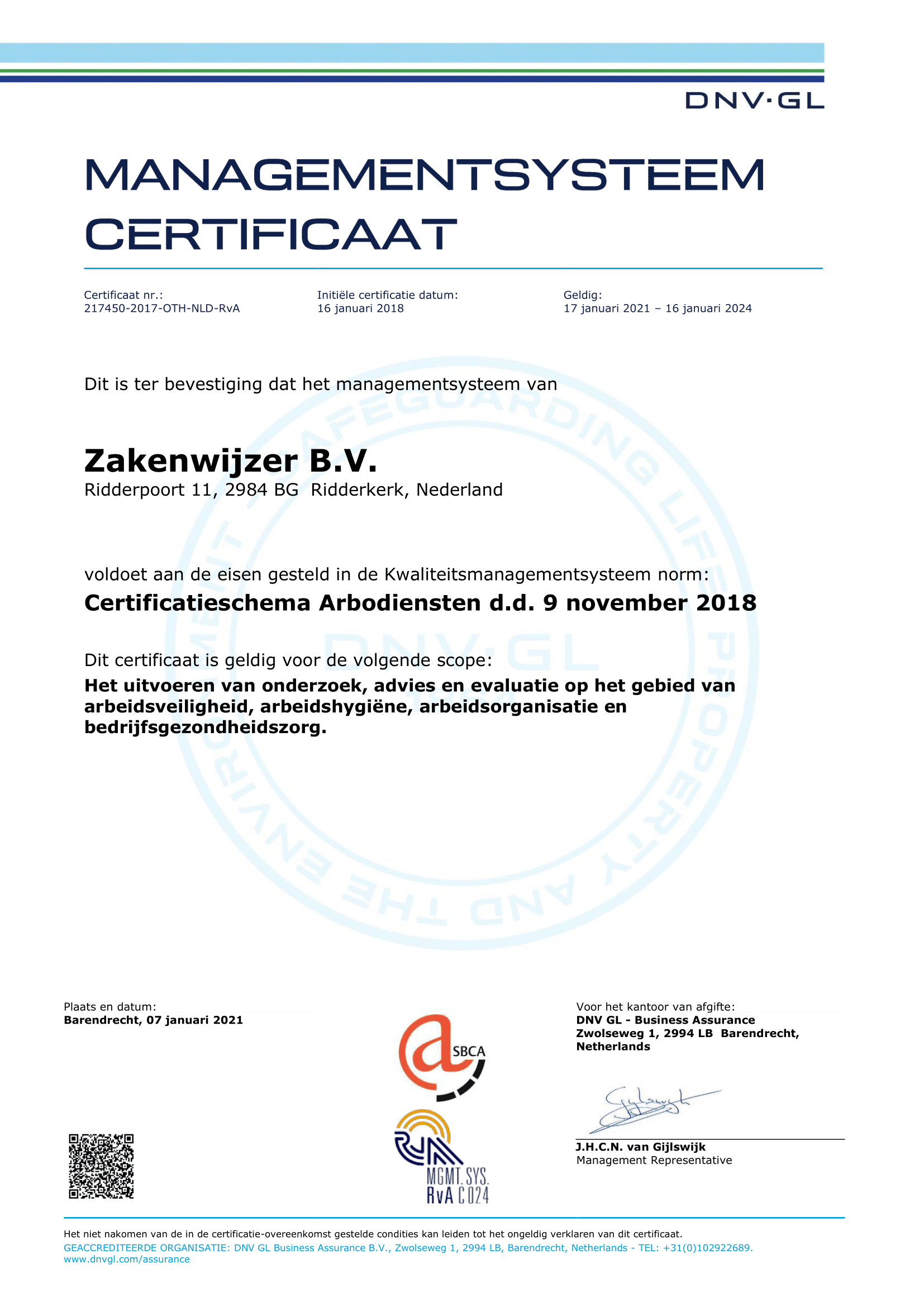 Certificaat Arbodienst