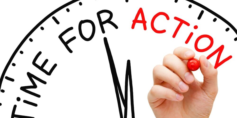 Klok die aangeeft dat het tijd voor actie is